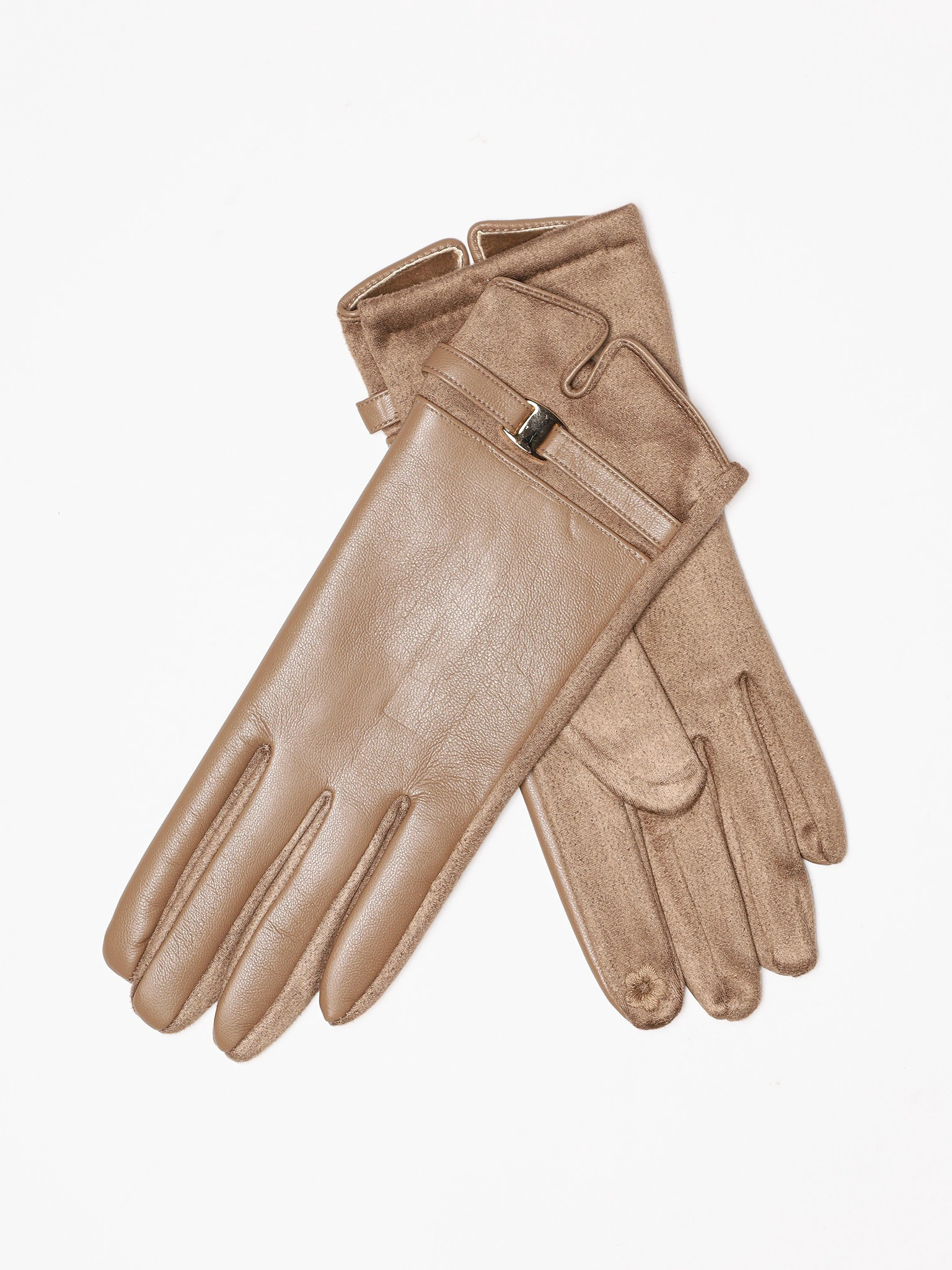 Перчатки комбинированные с декоративной пряжкой в ассортименте